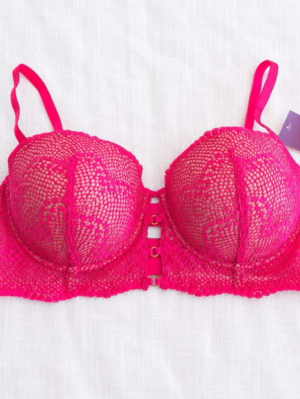 NWT Adored By Adore Me Hot Pink Lace Push-Up Bra 38D